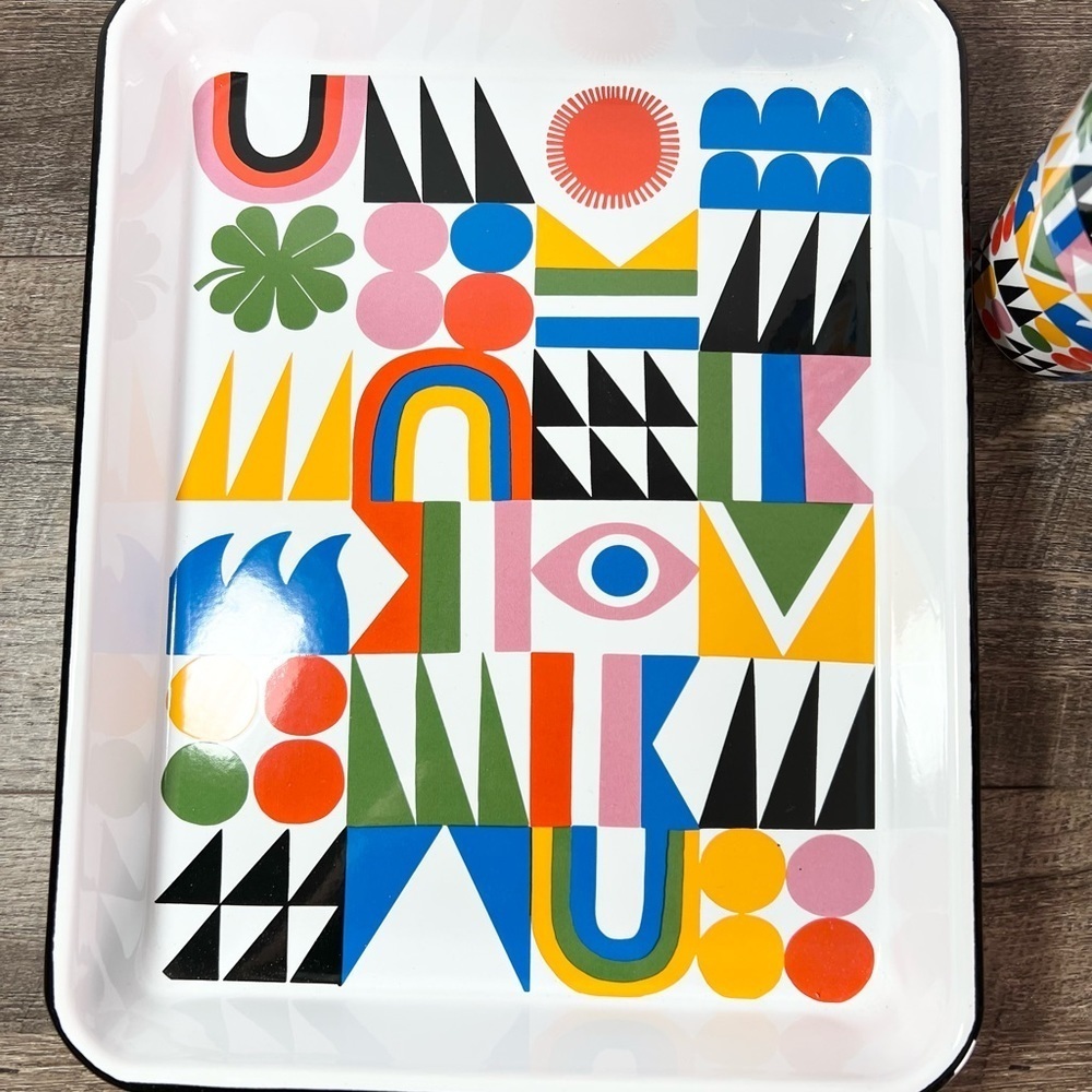 Lisa Congdon enamelware set Tray cups Brand New Crow Canyon art limited edition - Picture 3 of 11
